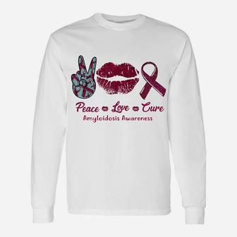 Peace Love Cure Amyloidosis Awareness Unisex Long Sleeve | Crazezy