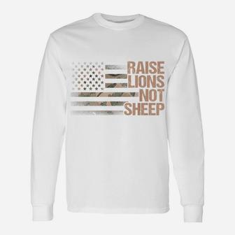 Raise Lions Not Sheep - American Patriot - Patriotic Lion Unisex Long Sleeve | Crazezy DE