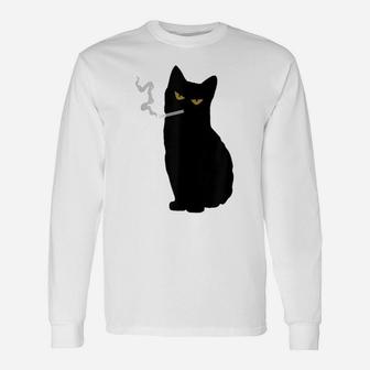 Rebel Smoking Bad Black Cat Funny Black Cat Gift Unisex Long Sleeve | Crazezy