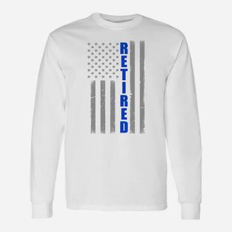 Retired Police Officer Gift - Thin Blue Line Flag Sweatshirt Unisex Long Sleeve | Crazezy DE