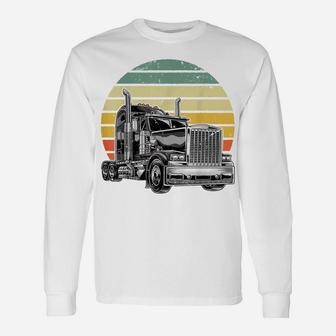 Retro Vintage Trucker Big Rig Semi-Trailer Truck Driver Gift Unisex Long Sleeve | Crazezy