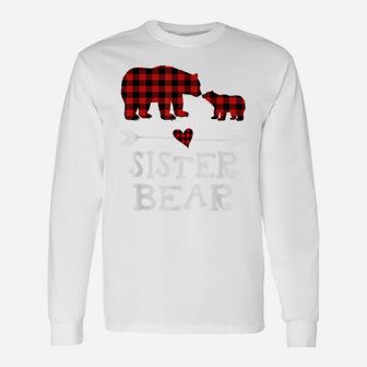 Sister Bear Christmas Pajama Red Plaid Buffalo Family Gift Unisex Long Sleeve | Crazezy