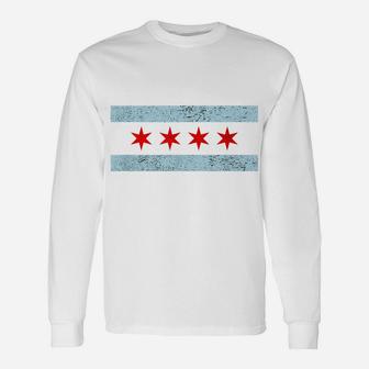 Sweet Vintage Retro Chicago Flag Red Six Pointed Stars Unisex Long Sleeve | Crazezy