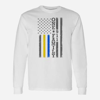 Thin Blue Gold Line Flag - One Family - Police Dispatcher Sweatshirt Unisex Long Sleeve | Crazezy DE
