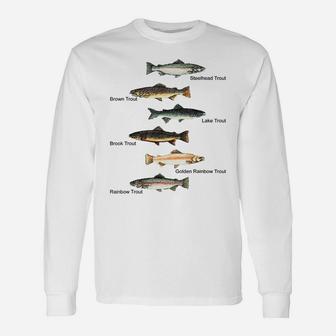 Types Of Trout Fish Species Collection Fishing T-shirt Unisex Long Sleeve | Crazezy