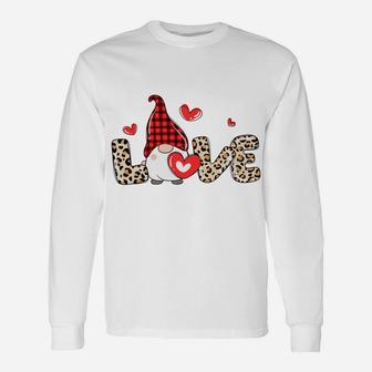 Valentine Gnome Cheetah Heart Valentine's Day Gnome Love Unisex Long Sleeve | Crazezy DE