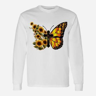 Vintage Women Men Faith Cross Sunflower Butterfly Christian Unisex Long Sleeve | Crazezy DE