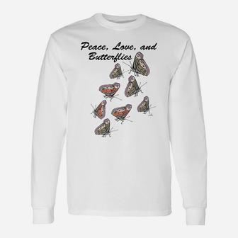 Virginia Wright Peace, Love, And Butterflies Unisex Long Sleeve | Crazezy CA