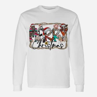 Western Country Farm Animals Cow Merry Christmas Cows Pigs Unisex Long Sleeve | Crazezy CA