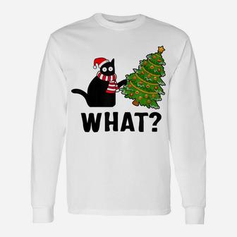 What Christmas Tree Funny Black Cat Unisex Long Sleeve | Crazezy