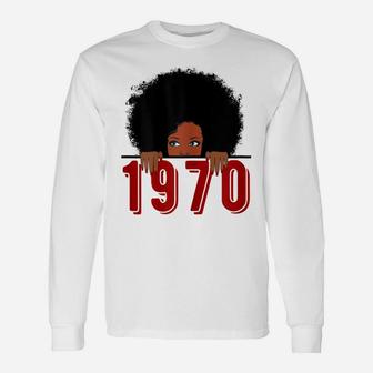 Womens Black Queen Born In 1970 49Th Awesome Birthday Gifts Unisex Long Sleeve | Crazezy AU
