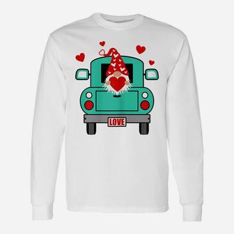 Womens Valentines Day Gnome Vintage Farm Truck Unisex Long Sleeve | Crazezy