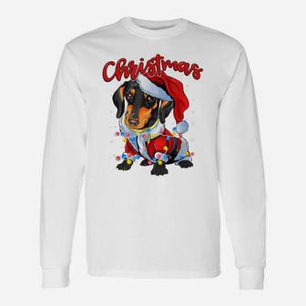 Xmas Lights Dachshund Dog Christmas Pajama Idea Unisex Long Sleeve | Crazezy