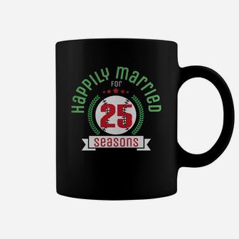 25th Wedding Anniversary Funny Baseball Shirt Couple Gift Coffee Mug | Crazezy DE