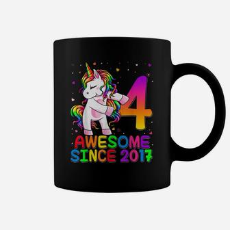 4 Years Old Unicorn Flossing 4Th Birthday Girl Unicorn Party Coffee Mug | Crazezy