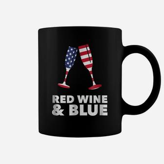 4Th July Red Wine And Blue | Funny America Usa Flag Coffee Mug | Crazezy