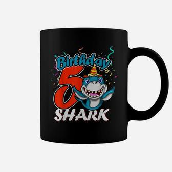 5 Years Old Birthday Shark Boy Gifts 5 Birthday Coffee Mug | Crazezy
