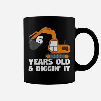 6 Years Old 6Th Birthday Gift Construction Truck Excavator Coffee Mug | Crazezy