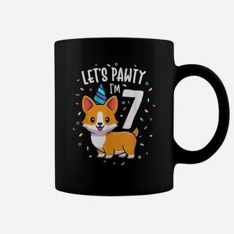 7 Years Old Corgi Dog Lover 7Th Birthday Party Outfit Kid Coffee Mug | Crazezy CA
