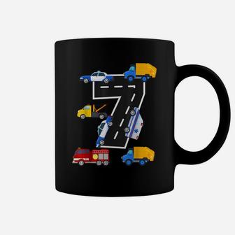 7Th Birthday Boys Fire Truck Police Car 7 Year Old Coffee Mug | Crazezy