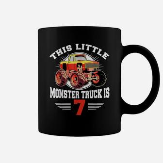 7Th Birthday Little Monster Truck Is 7 Bday Gift Tee Coffee Mug | Crazezy