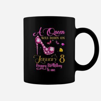 A Queen Was Born On January 8, 8Th January Birthday Gift Coffee Mug | Crazezy