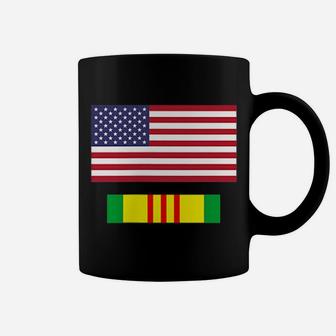 American Flag Above Vietnam Service Ribbon Coffee Mug | Crazezy