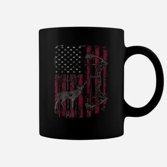 American Flag Deer Bow Hunting Patriotic Distressed Coffee Mug | Crazezy