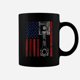 American Flag Piston Muscle Car Patriotic Vintage Coffee Mug | Crazezy