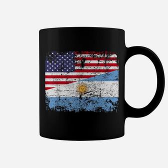 Argentinian Roots | Half American Flag | Usa Argentina Flag Coffee Mug | Crazezy