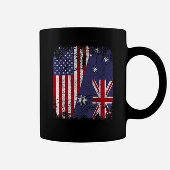 Australian Roots Tshirt | Half American Flag Australia Shirt Coffee Mug | Crazezy