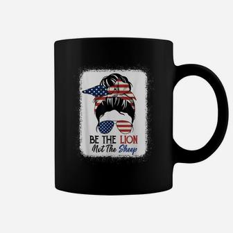 Be The Lion Not The Sheep American Flag Sunglasses Messy Bun Coffee Mug | Crazezy UK