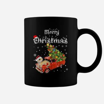 Bearded Dragon Ride Red Truck Christmas Pajama Coffee Mug | Crazezy