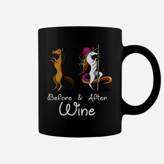 Before And After Wine Unicorn Magical Pole Dancing Coffee Mug | Crazezy