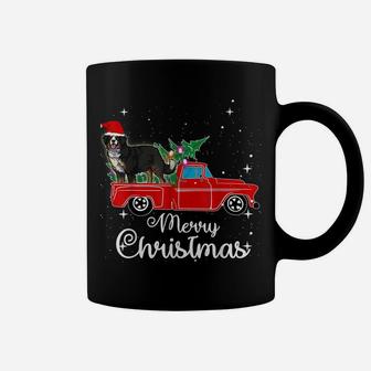 Bernese Mountain Dog Rides Red Truck Christmas Pajama Shirt Coffee Mug | Crazezy