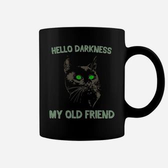 Black Cat - Hello Darkness My Old Friend Coffee Mug | Crazezy CA