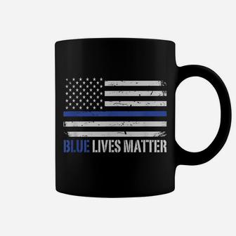 Blue Lives Matter Thin Blue Line American Flag Cop Coffee Mug | Crazezy DE