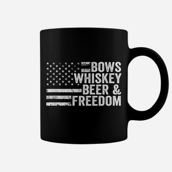 Bows Whiskey Beer And Freedom - Funny Bow Hunting Archery Coffee Mug | Crazezy CA