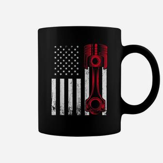 Car Enthusiast - American Flag Piston Muscle Car Gift Coffee Mug | Crazezy