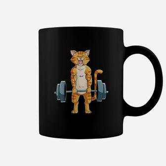 Cat Deadlift Powerlifting Gym Lifting Weights Coffee Mug | Crazezy