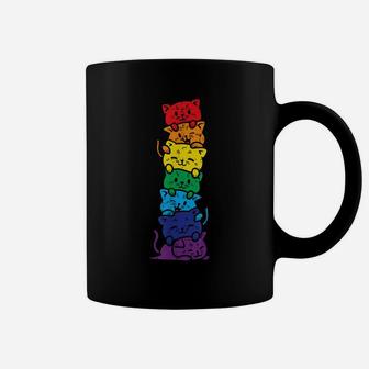 Cat Stack Rainbow Gay Pride Cute Lgbt Animal Pet Lover Gift Coffee Mug | Crazezy CA