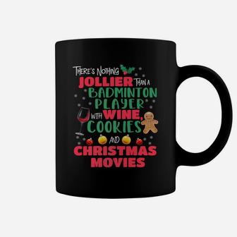 Christmas Badminton Wine Cookies Holiday Pajamas Coffee Mug | Crazezy