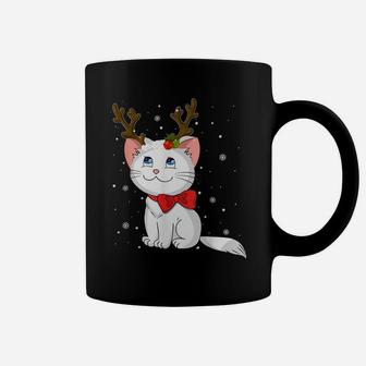 Christmas Cat Reindeer Antlers Gift For Men Women Boys Girls Coffee Mug | Crazezy