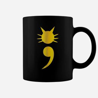 Cute Cat Semicolon T Shirt May Mental Health Awareness Month Coffee Mug | Crazezy