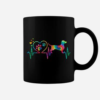 Dachshund Doxie Weenie Mom Dad Heartbeat Tie Dye Dog Gift Coffee Mug | Crazezy AU