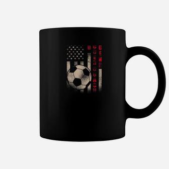 Dad Soccer Coach Legend Distressed Flag Patriotic Shirt Coffee Mug | Crazezy
