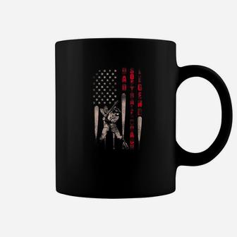 Dad Softball Coach Legend Distressed Flag Patriotic Shirt Coffee Mug | Crazezy DE