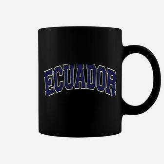 Ecuador Varsity Style Navy Blue Text Coffee Mug | Crazezy CA
