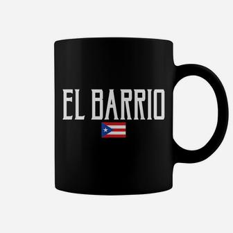 El Barrio Puerto Rico Flag Vintage White Text Coffee Mug | Crazezy