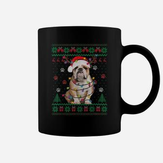 English Bulldog Christmas Lights Santa Dog Lover Ugly Sweate Coffee Mug | Crazezy